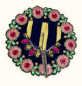 Navy Velvet Poshak — Pink Flower Border