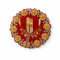 Red Velvet Poshak — Golden Flower Border