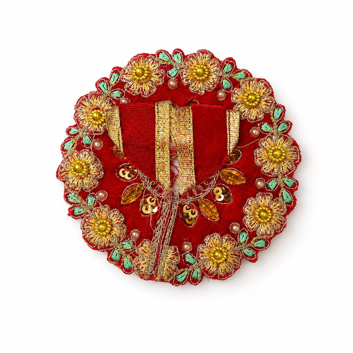 Red Velvet Poshak — Golden Flower Border