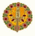 Yellow Velvet Poshak — Red Stone Flower Border