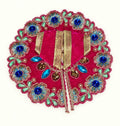 Rani Pink Velvet Poshak — Blue Stone Flower Border