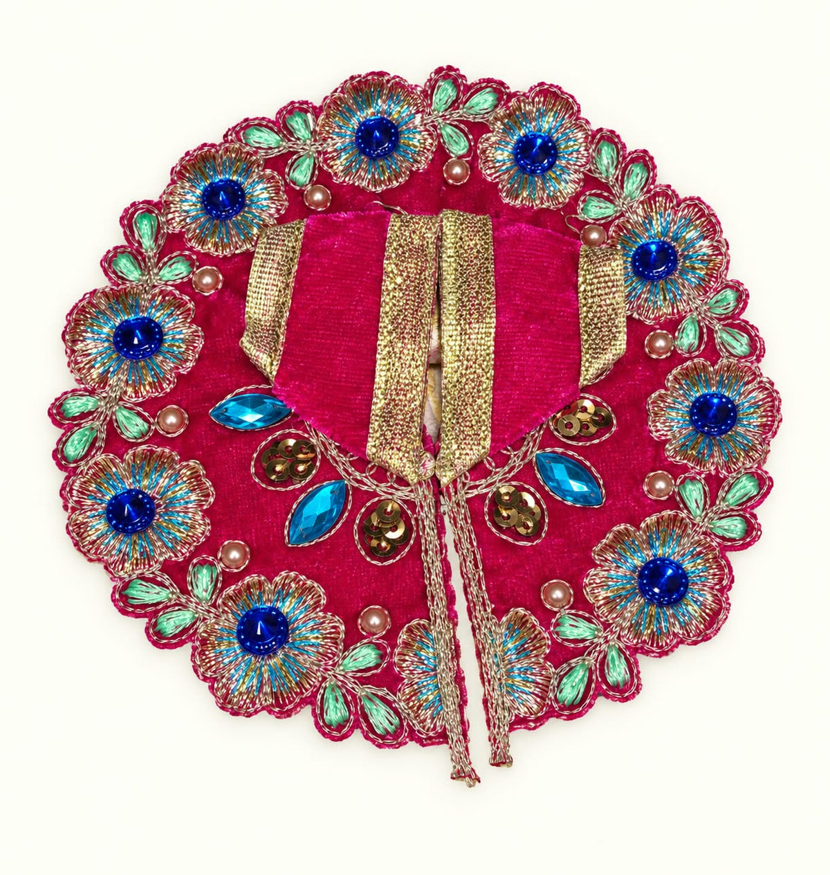 Rani Pink Velvet Poshak — Blue Stone Flower Border