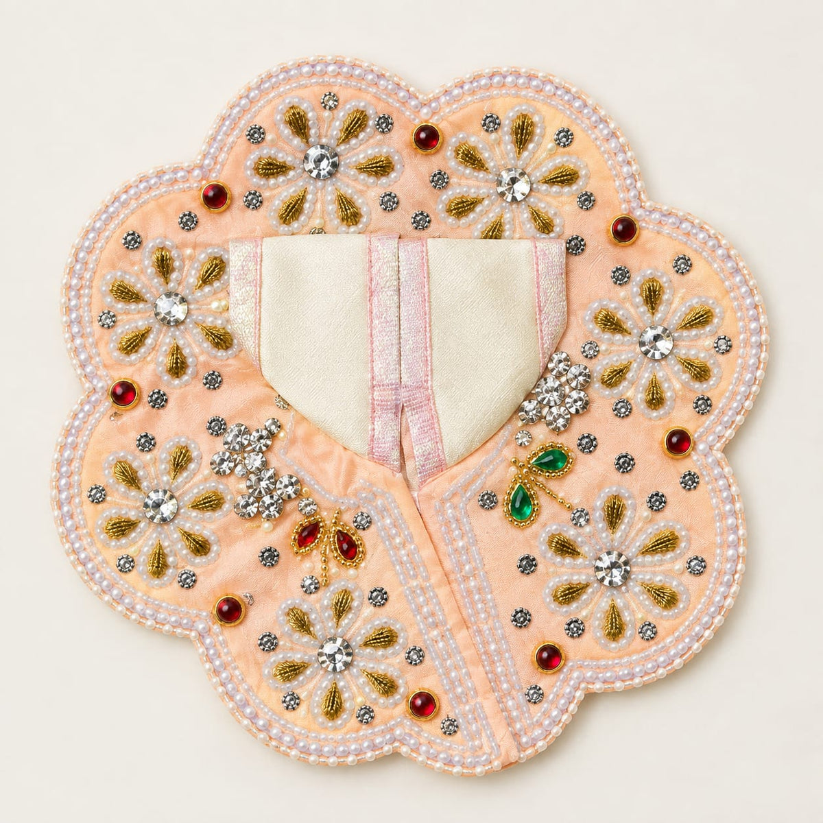Peach Pearl Poshak — Golden Flower Work