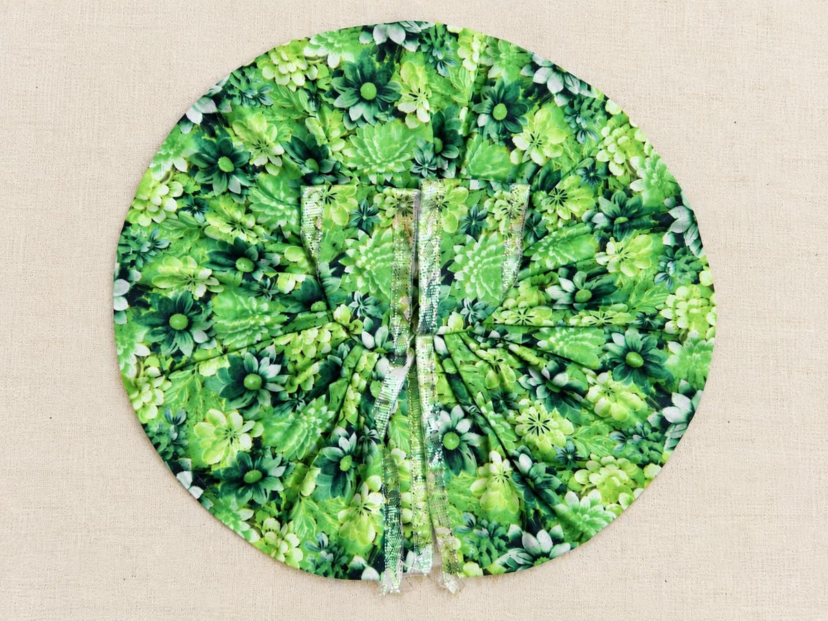 Green Printed Floral Poshak — Size No. 4